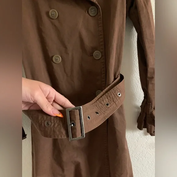 Nili Lotan Brown Cotton Trench Coat size 8 FITS size 4-6 - Picture 8 of 14